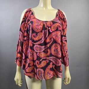 Sweet Pea Small Paisley Blouse - Pink and Black R3